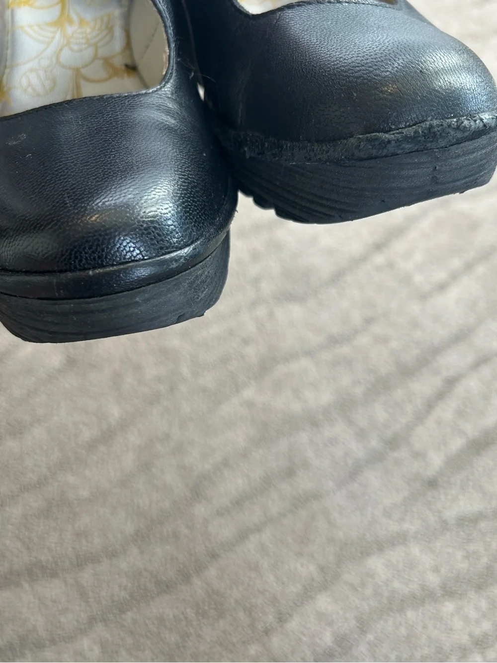 Fly London Yasi Mary Jane Wedge Size 39 Black
